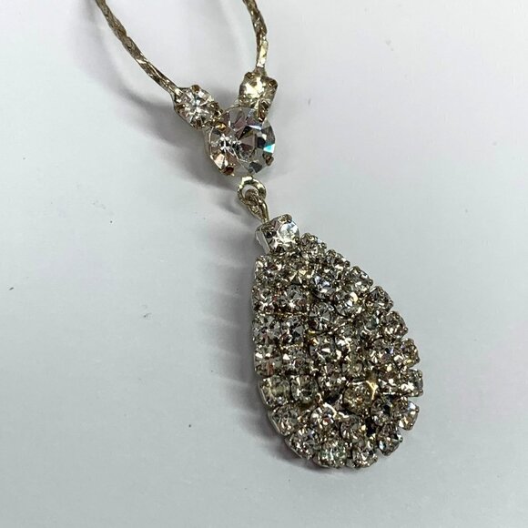 Designs By K&M Simulated Diamond Pendant Necklace & Earring Set 17"L NIOB - Picture 8 of 10